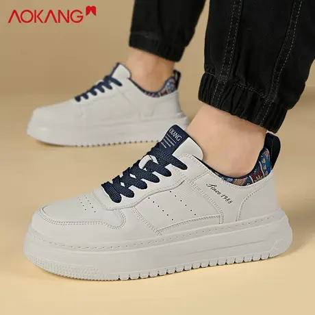 奥康男鞋2026新款春季厚底增高休闲板鞋男款青少年百搭运动小白鞋商品大图
