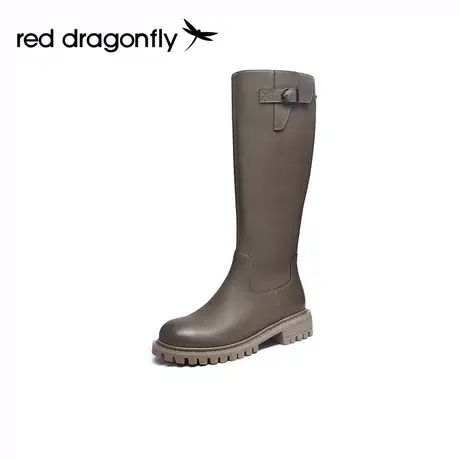 红蜻蜓复古长筒靴女冬季新款厚底大筒围女款时尚百搭不过膝高筒靴图片