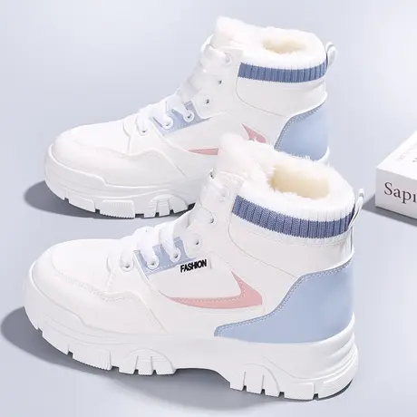 高帮鞋女冬季爆款加绒加厚棉鞋防滑学生板鞋高腰女鞋运动鞋过冬鞋商品大图