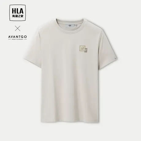 HLA/海澜之家轻商务经典系列短袖T恤24春夏新针织圆领字母短袖男商品大图