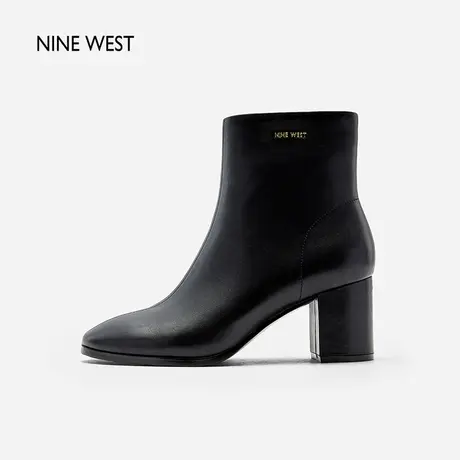 Nine West/玖熙羊皮简约气质瘦瘦靴冬新款职业增高时装短靴女商品大图
