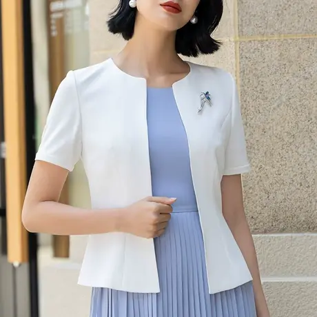首尚格释白色小西装外套女夏款2024新款高级感修身休闲小个子西服商品大图