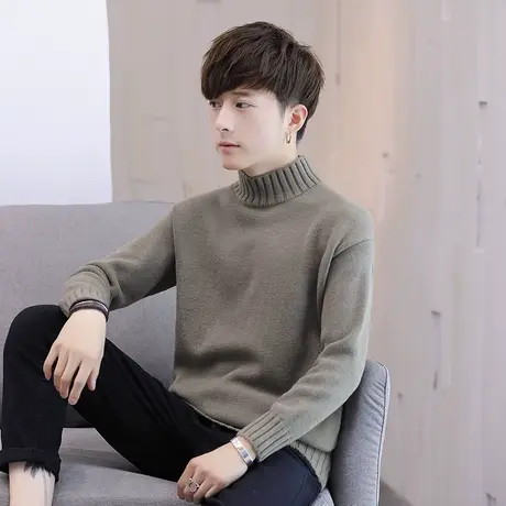 男士毛衣韩版半高领长袖针织衫秋冬外套潮流学生个性中领线衣男装图片