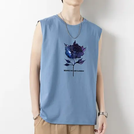 2024新款纯棉背心男士夏季外穿宽松健身运动坎肩无袖t恤篮球汗衫商品大图