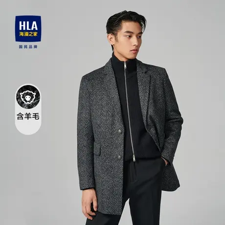 HLA/海澜之家含绵羊毛大衣鹅绒内胆平驳领挺括有型保暖舒适外套男商品大图