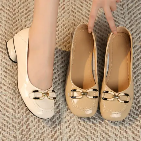 秋季新款浅口单鞋女夏季2023年新款时尚瓢鞋平底大码皮鞋女41-43商品大图