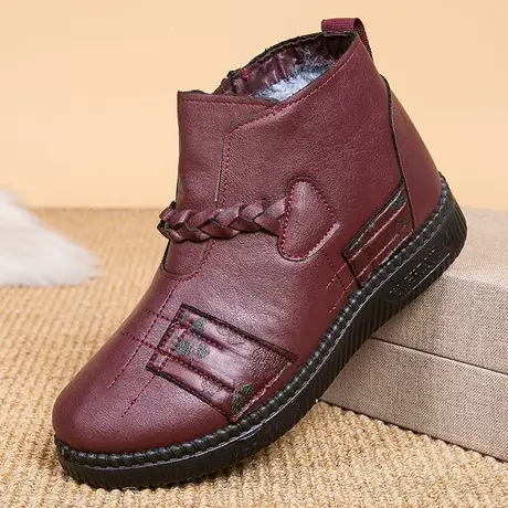 冬季老北京布鞋老年人女棉鞋加绒保暖妈妈鞋防水防滑奶奶老人棉靴商品大图