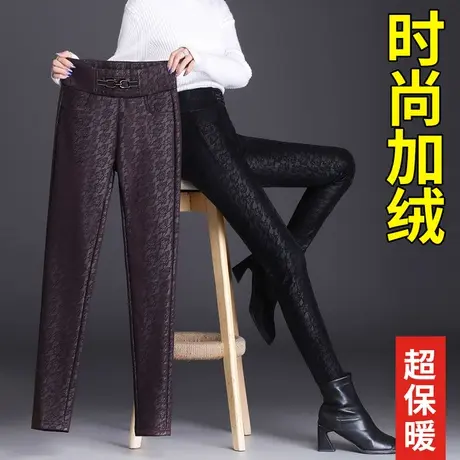 加绒皮裤女秋冬裤子2023年新款高腰紧身弹力显瘦黑色打底裤保暖裤图片