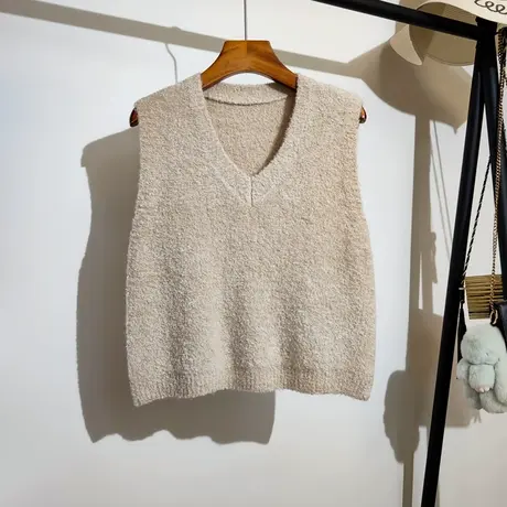 针织马甲背心女外穿秋冬新款韩系宽松v领叠穿无袖毛衣坎肩学院风商品大图