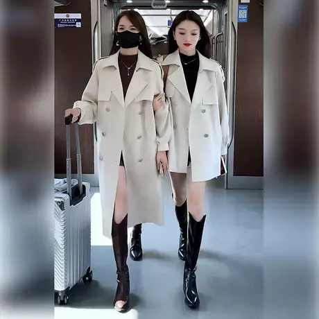 中长款风衣女2023年秋季新款时尚洋气大衣小个子宽松休闲短款外套商品大图