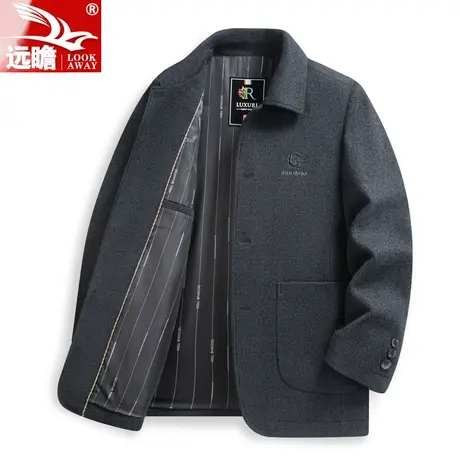 男士秋季中长款翻领夹克商务休闲上衣中老年爸爸秋装宽松春秋外套商品大图