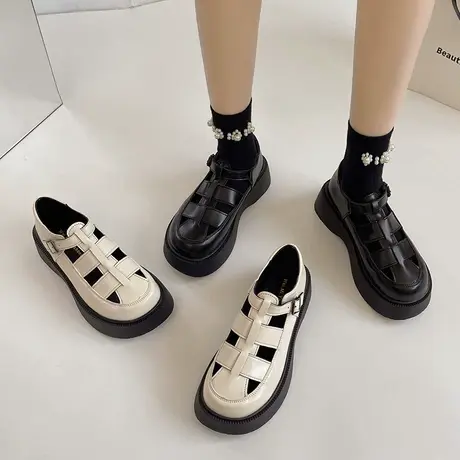 罗马凉鞋女2024年夏季新款包头编织ins网红超火仙女风厚底松糕鞋商品大图