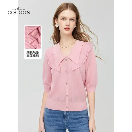 【秋上新】missCOCOON法式针织上衣2023秋季新款女蝴蝶领型针织衫图片