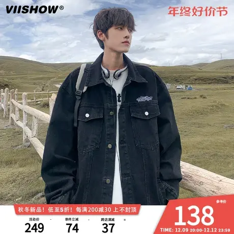 VIISHOW美式高街潮牌复古情侣外套春秋款做旧水洗宽松牛仔夹克商品大图