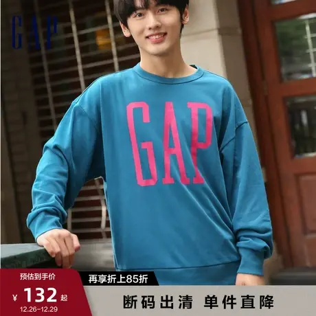 【断码优惠】Gap男女装秋季LOGO美式复古卫衣情侣装上衣877466商品大图