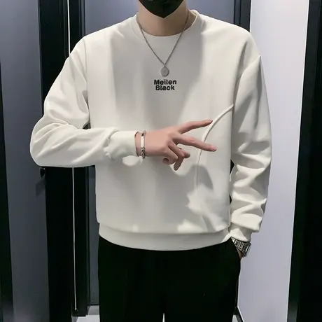 潮牌ins卫衣男春秋季刺绣字母T恤长袖男装上衣2023新款春装外套帅商品大图