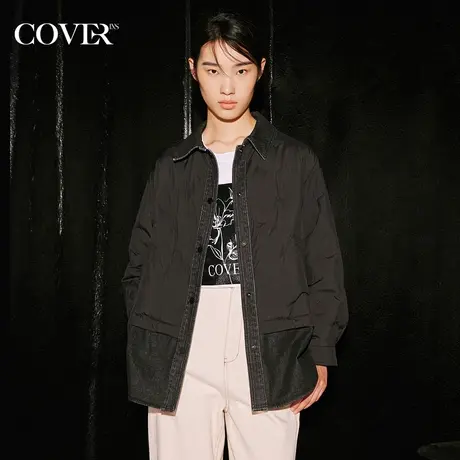 COVER2023秋季拼接衬衫式轻薄羽绒服图片
