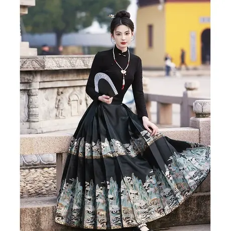 黑色马面裙订婚礼服日常可穿结婚当天新娘便装敬酒服2024新款新娘图片