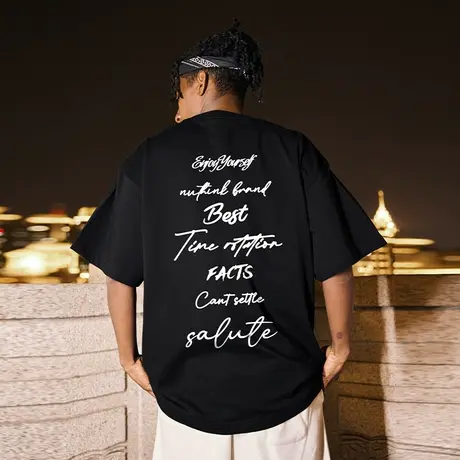 Nuthink欧美潮流重磅字母短袖T恤男夏季oversize半截袖情侣装上衣商品大图