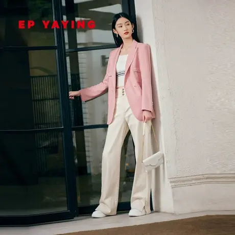 EP YAYING雅莹女装 高腰直筒开叉绵羊绒牛仔裤 商场同款J610B商品大图