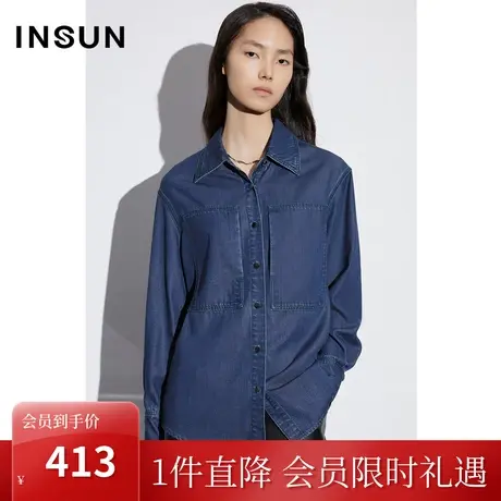 [丹宁艺术]恩裳COVER2023春款新款醋酸冰氧天丝牛仔洗水抑菌衬衫图片