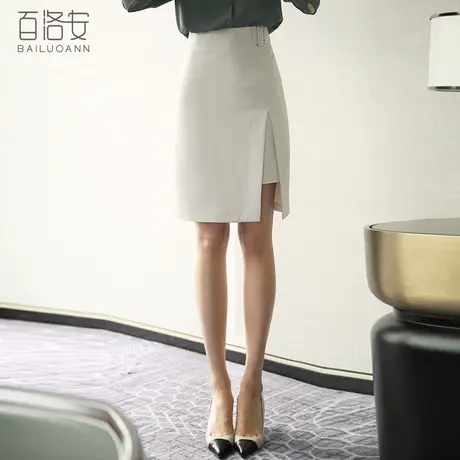 百洛安职业OL半身裙女2023夏季新款韩版侧开叉一步裙时尚女装裙子图片