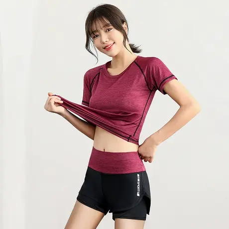 运动短袖2023年新款t恤速干健身短款上衣女夏季跑步宽松半袖薄款图片