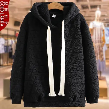 40-50岁胖妈妈秋冬装卫衣加厚洋气2022新款加肥加大码女夹棉外套商品大图