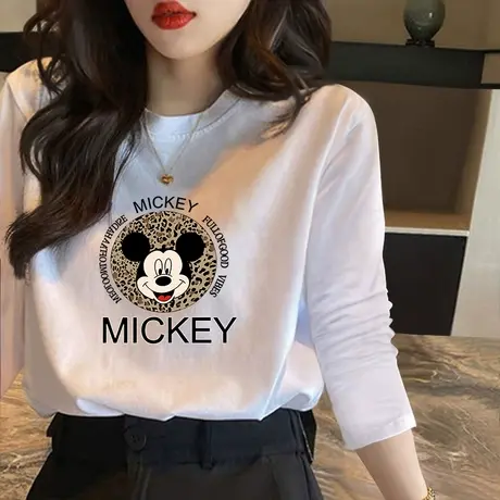 纯棉春季打底衫宽松内搭显瘦学生上衣2023新款时髦洋气长袖t恤女商品大图