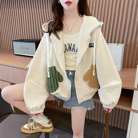 早秋短款外套女春秋季韩版宽松薄款小个子初秋百搭棒球服开衫卫衣商品大图