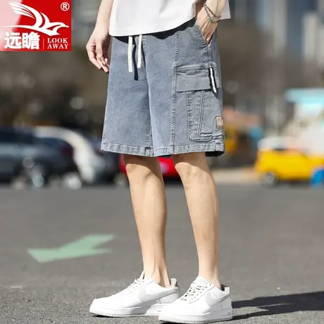 牛仔短裤男夏季薄款潮牌宽松工装外穿男款冰丝休闲男士五分中裤子商品大图