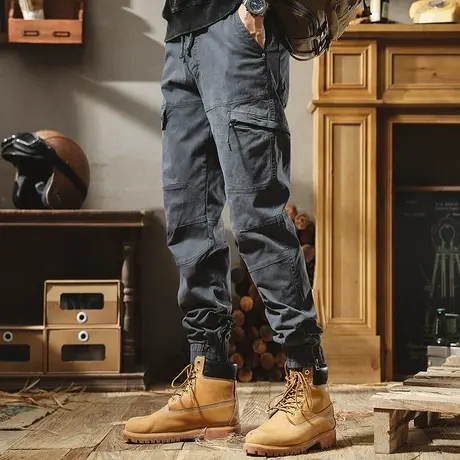 新款工装裤子男士韩版潮流痞帅宽松时尚百搭哈伦休闲工装束脚裤男商品大图