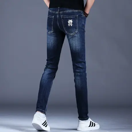 秋款百搭刺绣牛仔裤男款高档轻奢大牌2023休闲裤子修身小脚高端潮商品大图