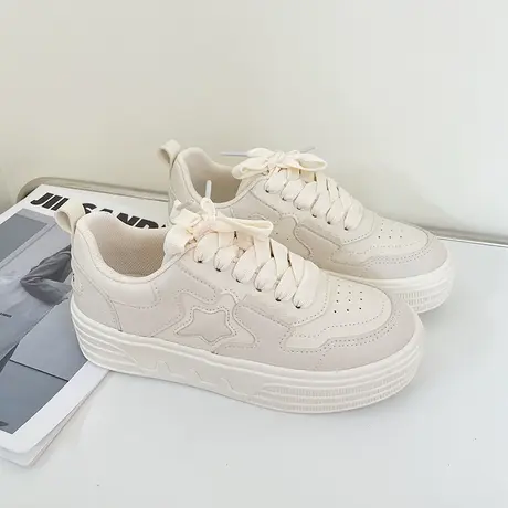 2023小白鞋女款秋季运动休闲鞋子小众不撞款星星板鞋女夏厚底女鞋图片