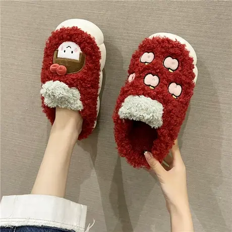 棉拖鞋女秋冬季室内家居防滑家用保暖情侣可爱毛绒外穿拖鞋男冬天商品大图