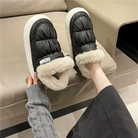 冬季棉鞋女短筒雪地靴新款韩版室内家居加绒保暖毛绒外穿防滑棉鞋图片