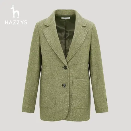 【商场同款】Hazzys哈吉斯女装 23秋冬宽松版斜纹粗花呢单西外套图片