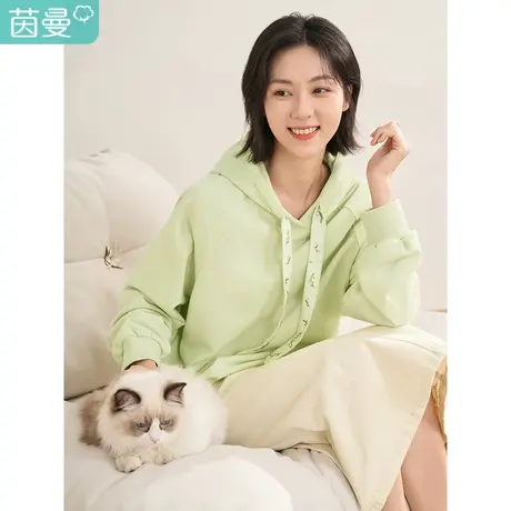 【商场同款】茵曼2023春女装新款时尚纯色连帽套头宽松舒适卫衣图片