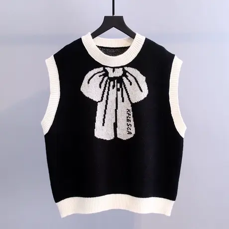 小众设计感蝴蝶结马甲毛衣背心女2023年新款韩版时尚秋冬针织坎肩商品大图