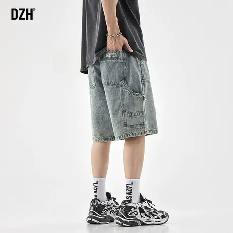 男士牛仔短裤男夏季美式复古直筒宽松裤子男款五分裤2023新款中裤商品大图