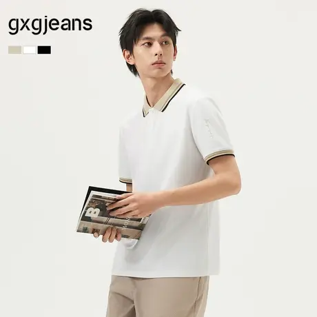 gxg.jeans男装 多色领口撞色拼接商务通勤翻领polo衫 25夏新品图片