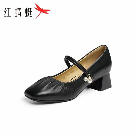 红蜻蜓复古玛丽珍女鞋2024秋季新款高跟百搭小皮鞋法式浅口单鞋潮图片