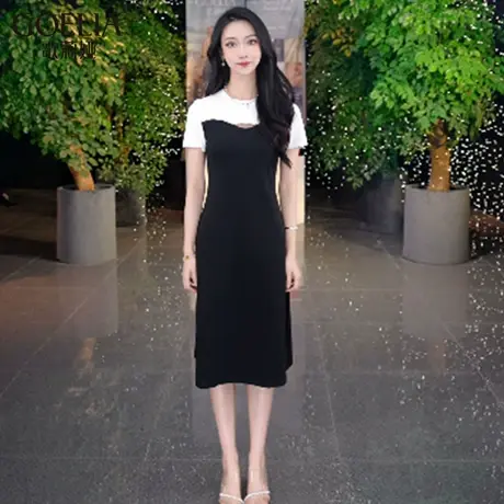 歌莉娅夏季新品镂空针织连衣裙1E6J4H0S0图片