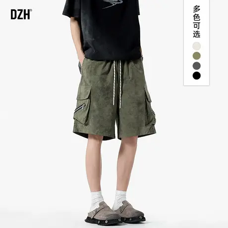 男士卡其色日系工装短袖衬衫男款夏季五分袖上衣衬衣外套2025新款图片