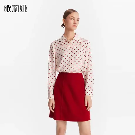 歌莉娅衬衫女冬季新款设计感气质通勤印花波点长袖上衣1ACL3E010图片