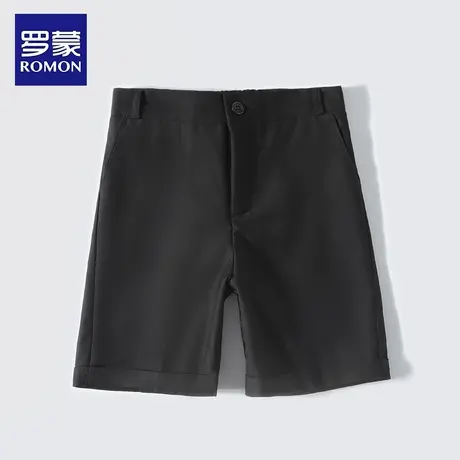 罗蒙儿童西裤男童背带短裤学生演出黑色长西裤黑色礼服校服裤子图片