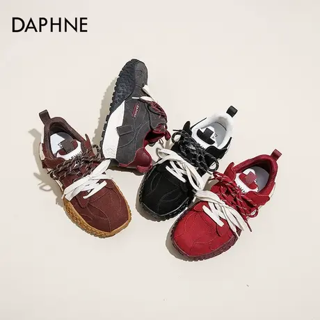Daphne/达芙妮2025新款厚底增高德训鞋女士百搭休闲运动鞋阿甘鞋图片