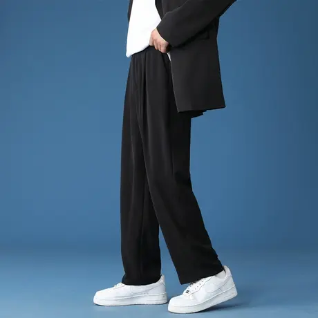 垂坠感裤子男士秋季韩版潮流百搭小西裤潮牌宽松直筒阔腿休闲长裤商品大图