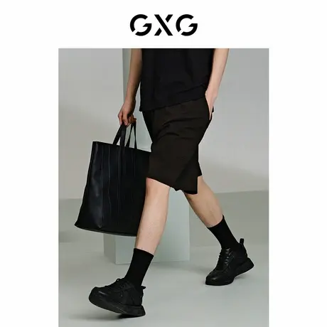 GXG男装 商场同款黑色运动短裤微皱休闲裤轻薄 24年夏G24X222043商品大图