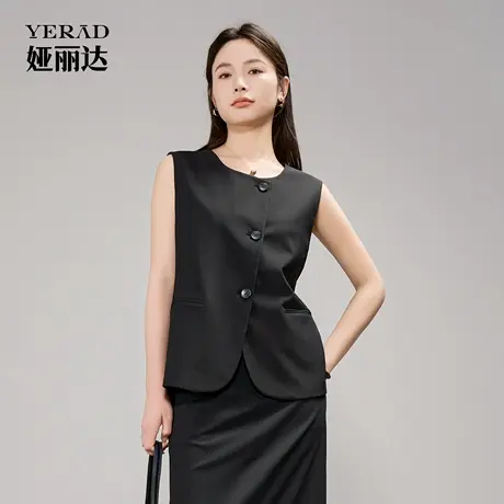 娅丽达女装西装马甲气质无袖上衣女2025秋季新款短款通勤马夹外套商品大图